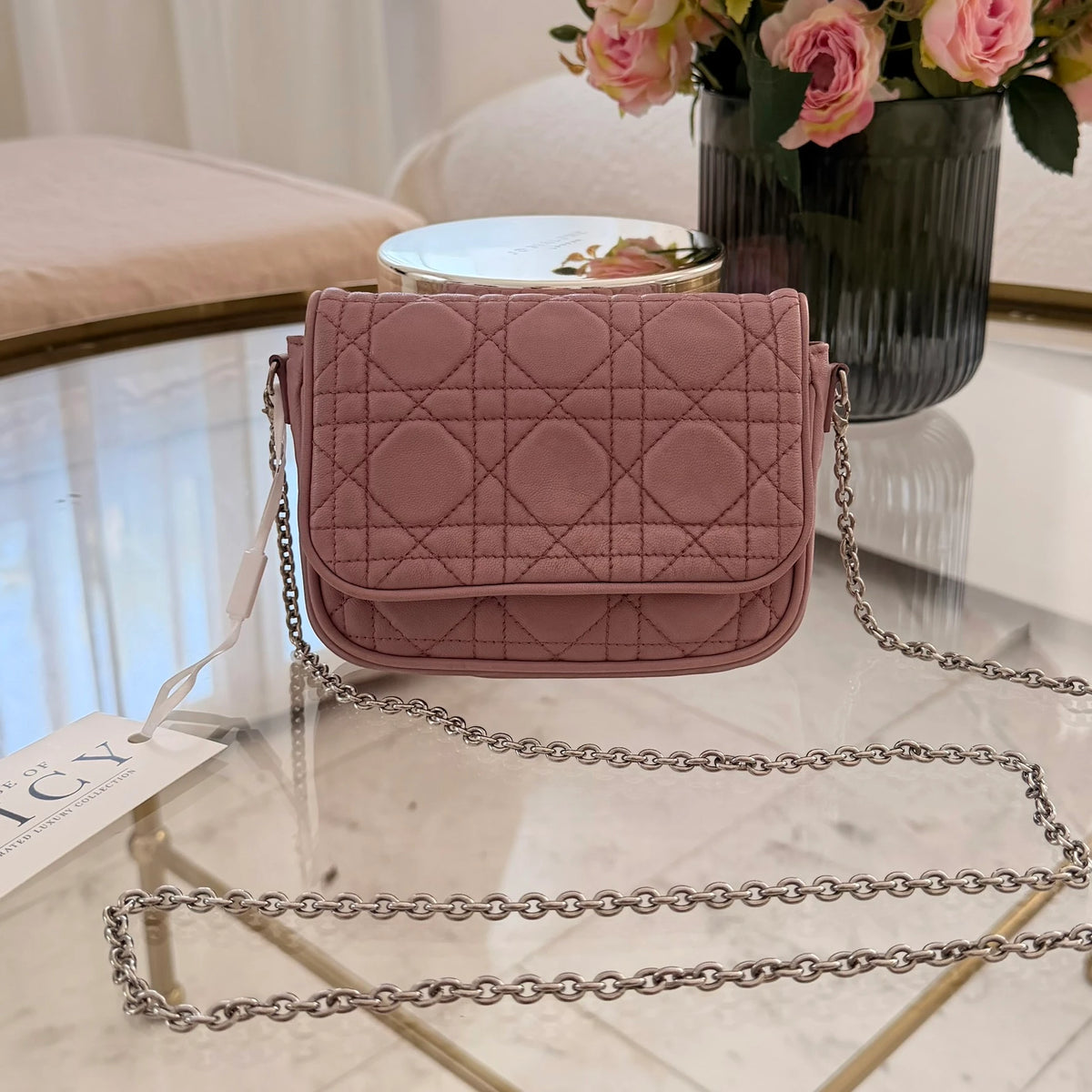 Dior | 2009 Mini Lambskin Cannage Lady Dior Chain Crossbody Bag