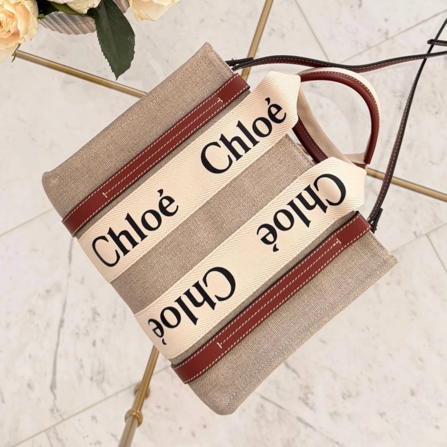 Chloé | Woody small canvas tote bag