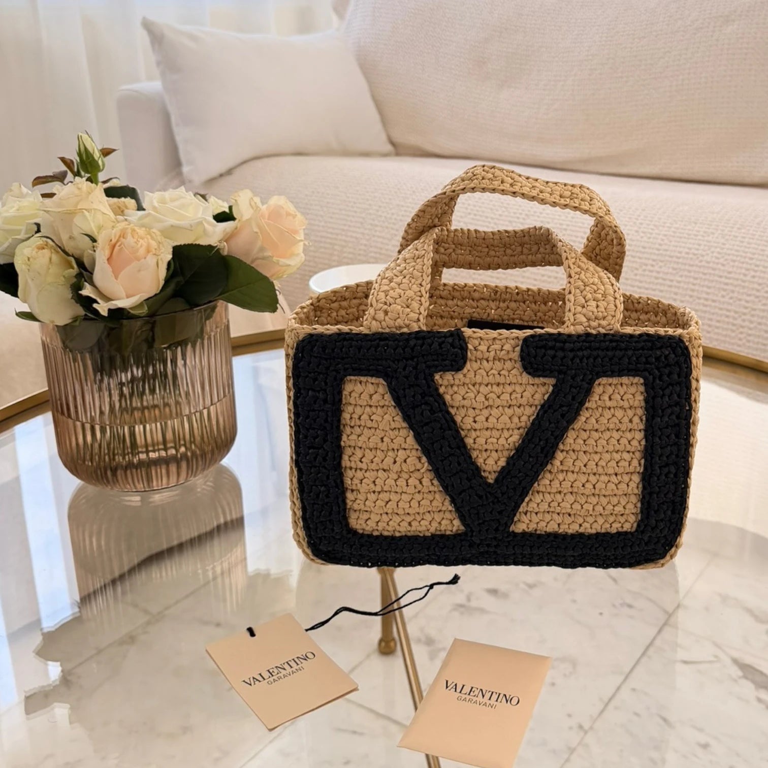 Valentino Garavani | Viva Superstar small raffia tote bag