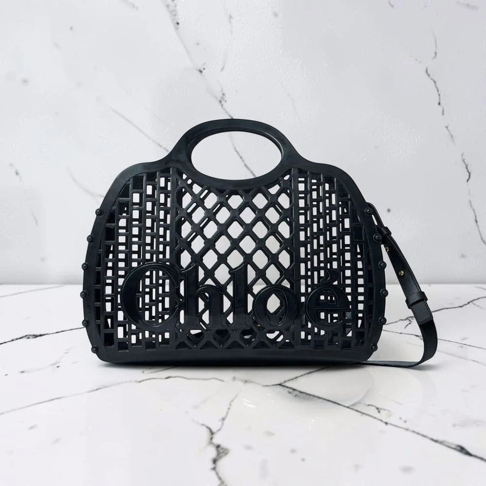 Chloé | Cage logo-detail basket black tote bag