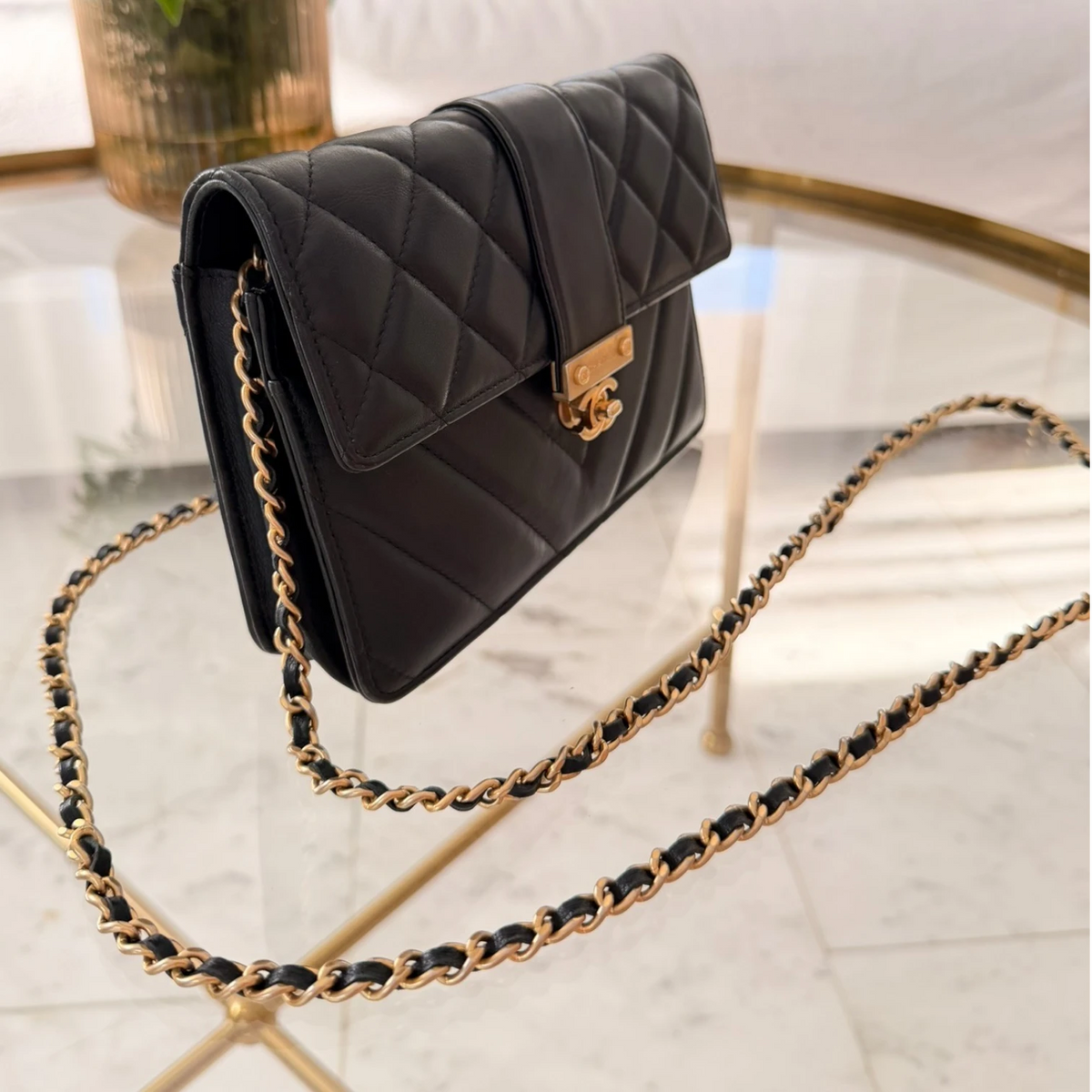 Chanel | Torebka na ramię Golden Class Wallet On Chain z pikowanej skóry cielęcej