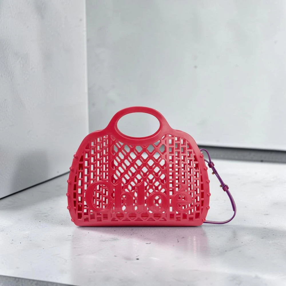 Chloé  | Cage logo-detail basket fuchsia pink tote bag