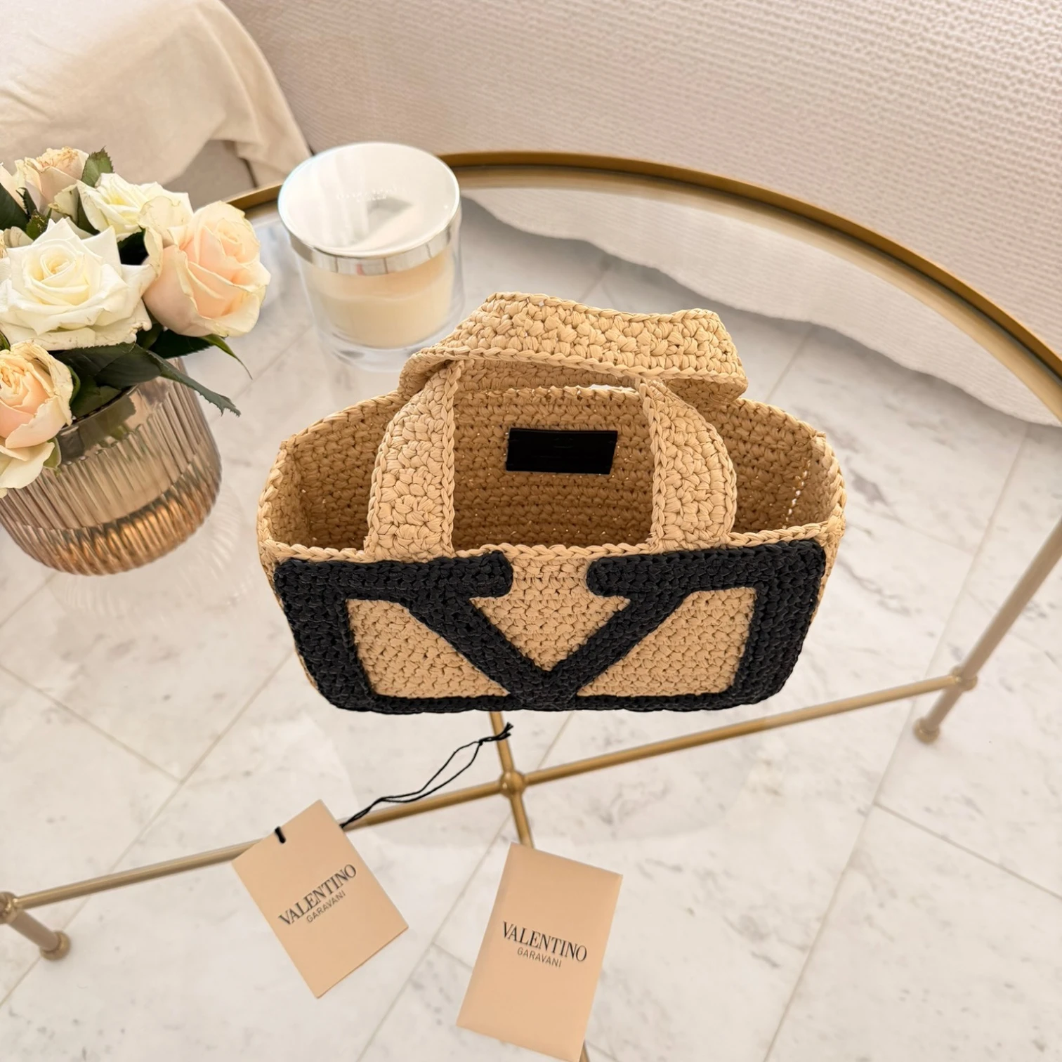 Valentino Garavani  | Viva Superstar small raffia tote bag
