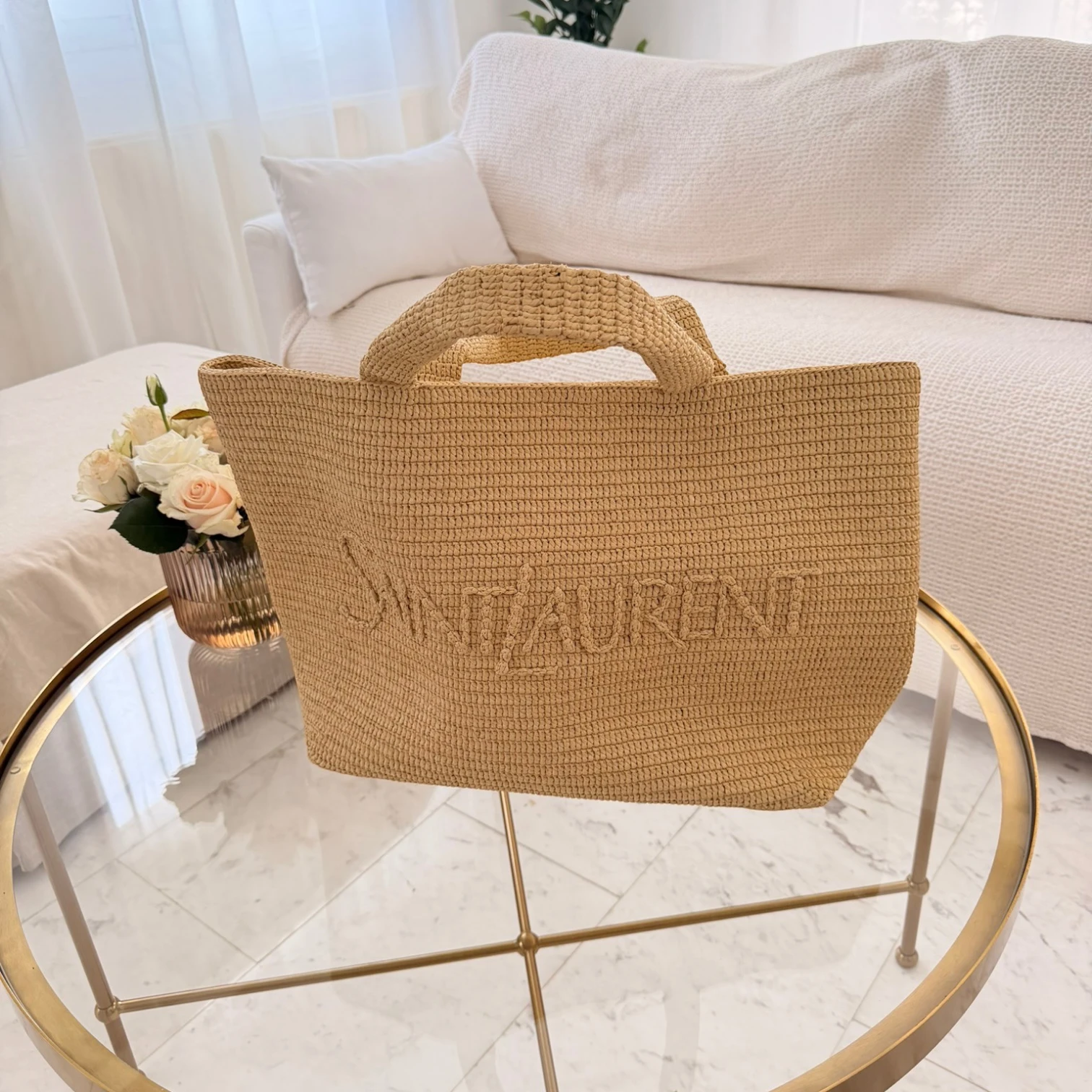 Saint Laurent  | Extra Large Raffia tote bag