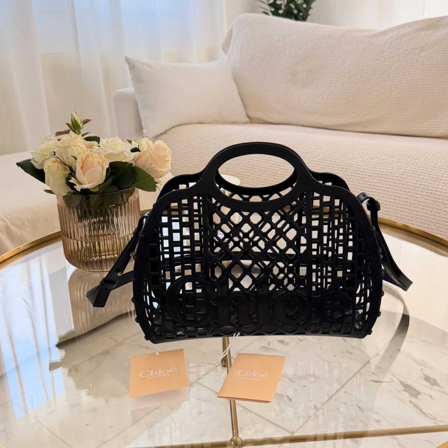 Chloé  | Cage logo-detail basket black tote bag