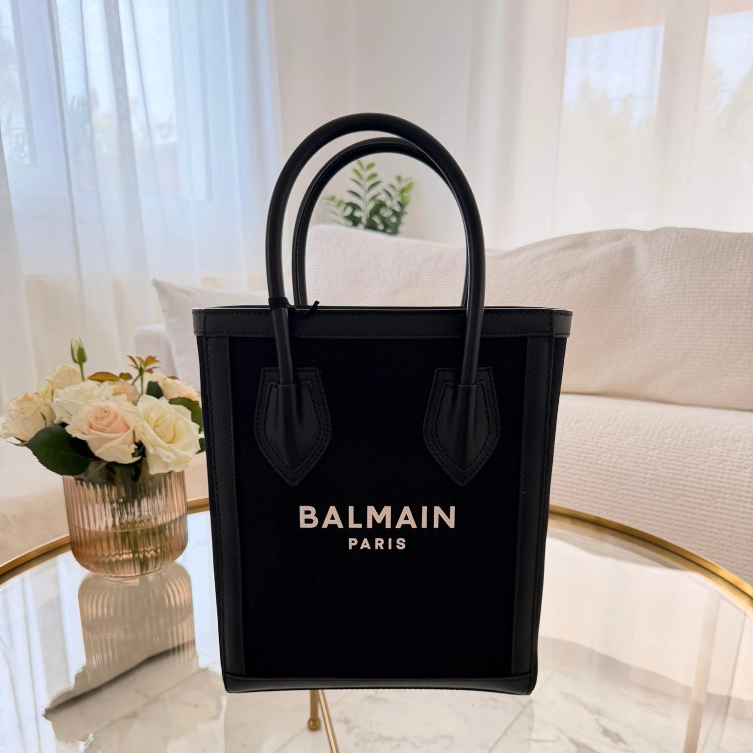Balmain  | Leather-trimmed canvas tote bag