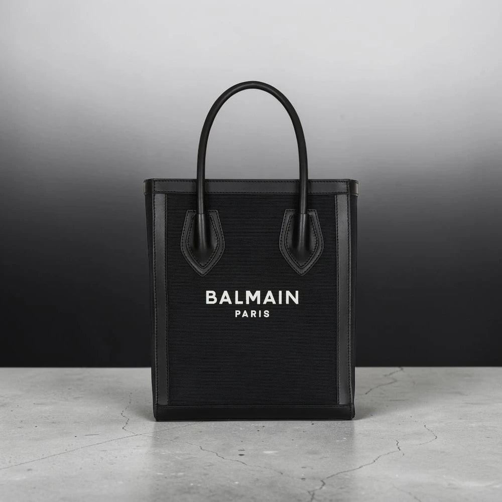 Balmain  | Leather-trimmed canvas tote bag