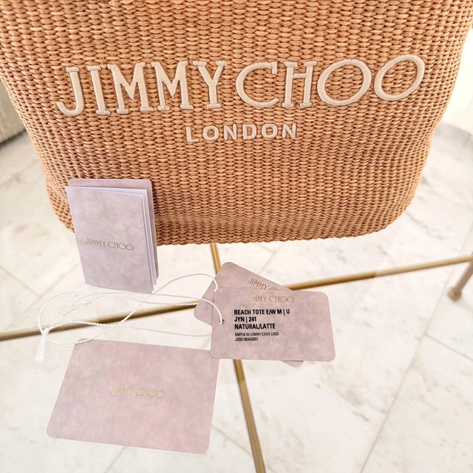 Jimmy Choo  | Logo raffia beach bag