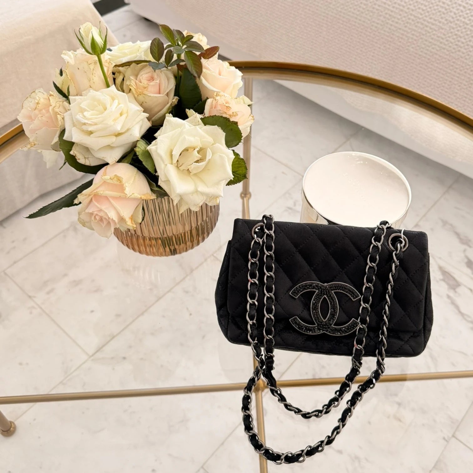 Chanel iridescent caviar crystal CC Wallet On Chain crossbody, silver hardware available in Cyprus at HOUSE of MICY