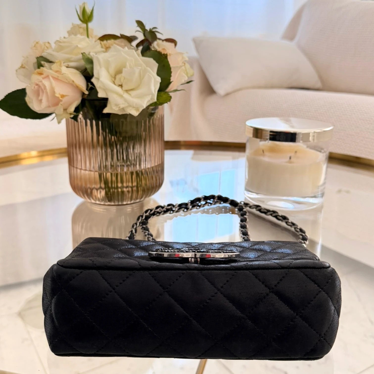 Chanel iridescent caviar crystal CC Wallet On Chain crossbody, silver hardware available in Cyprus at HOUSE of MICY