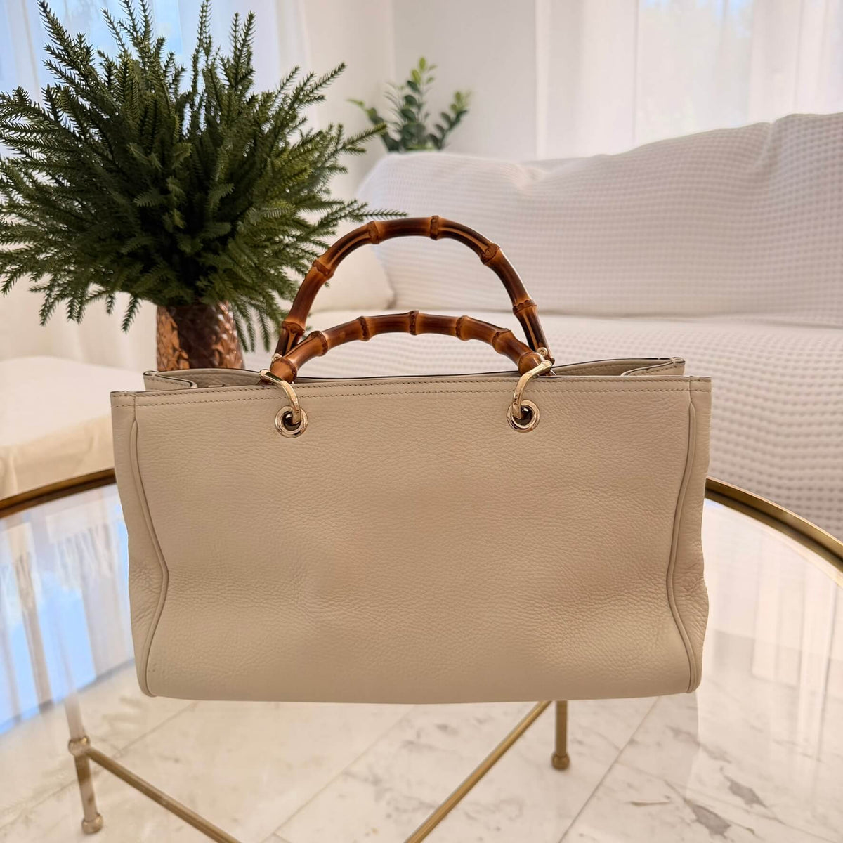 Gucci | Medium Calfskin Bamboo Shopper Satchel