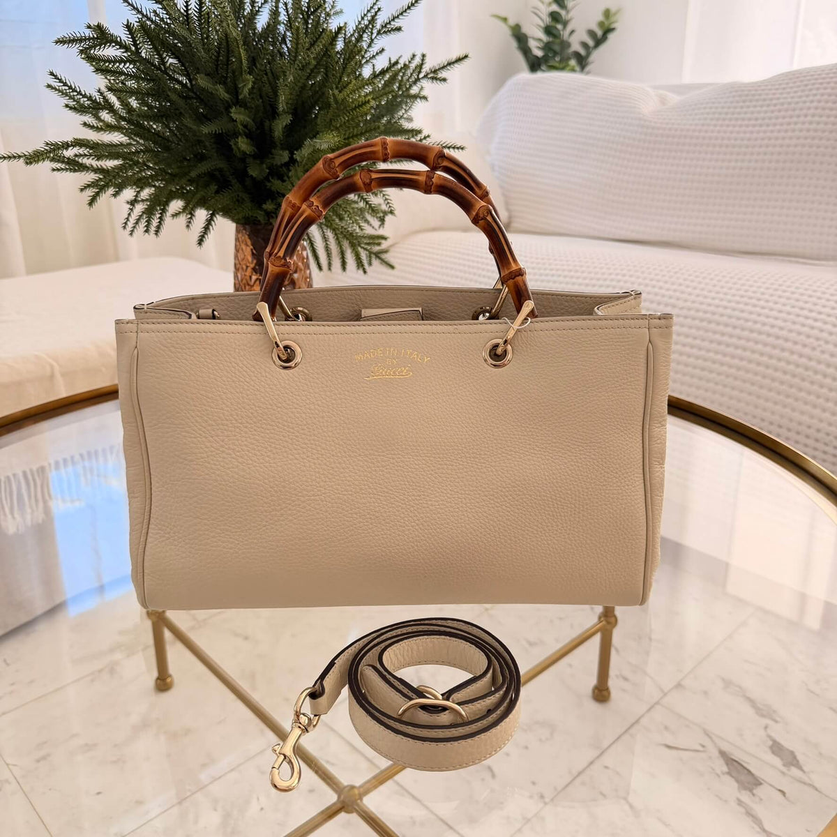 Gucci | Medium Calfskin Bamboo Shopper Satchel