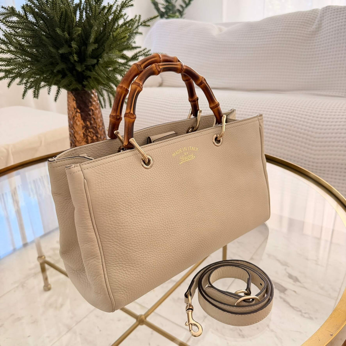 Gucci | Medium Calfskin Bamboo Shopper Satchel