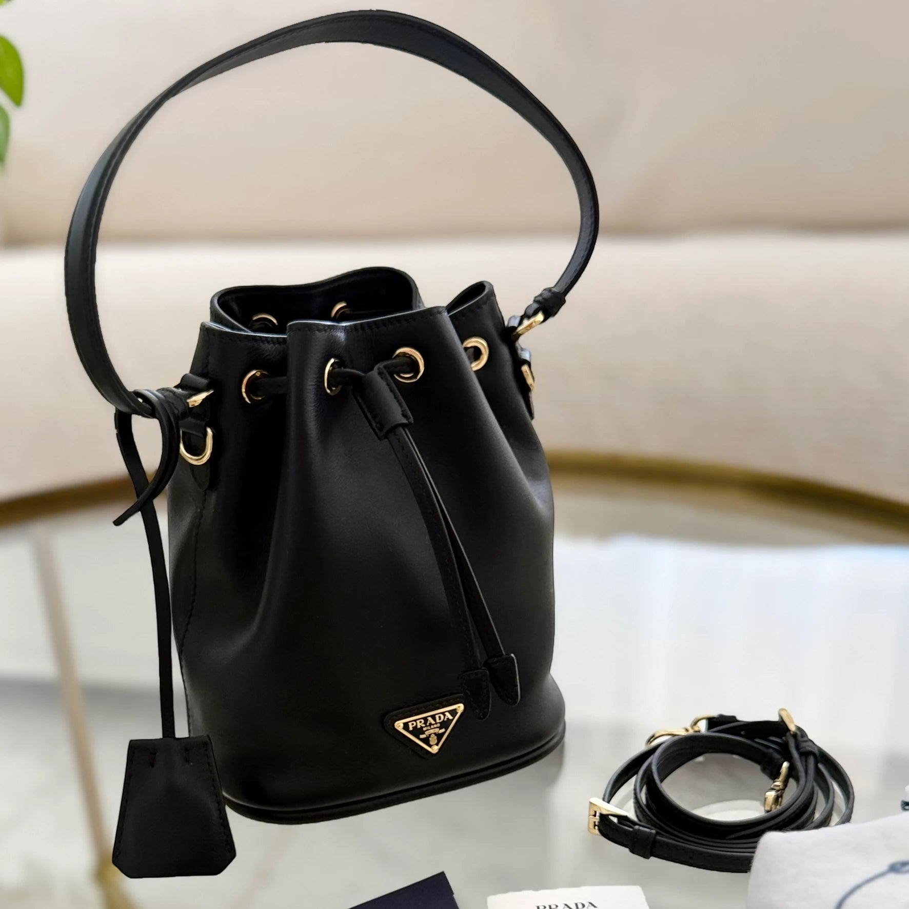 Prada | Leather bucket bag