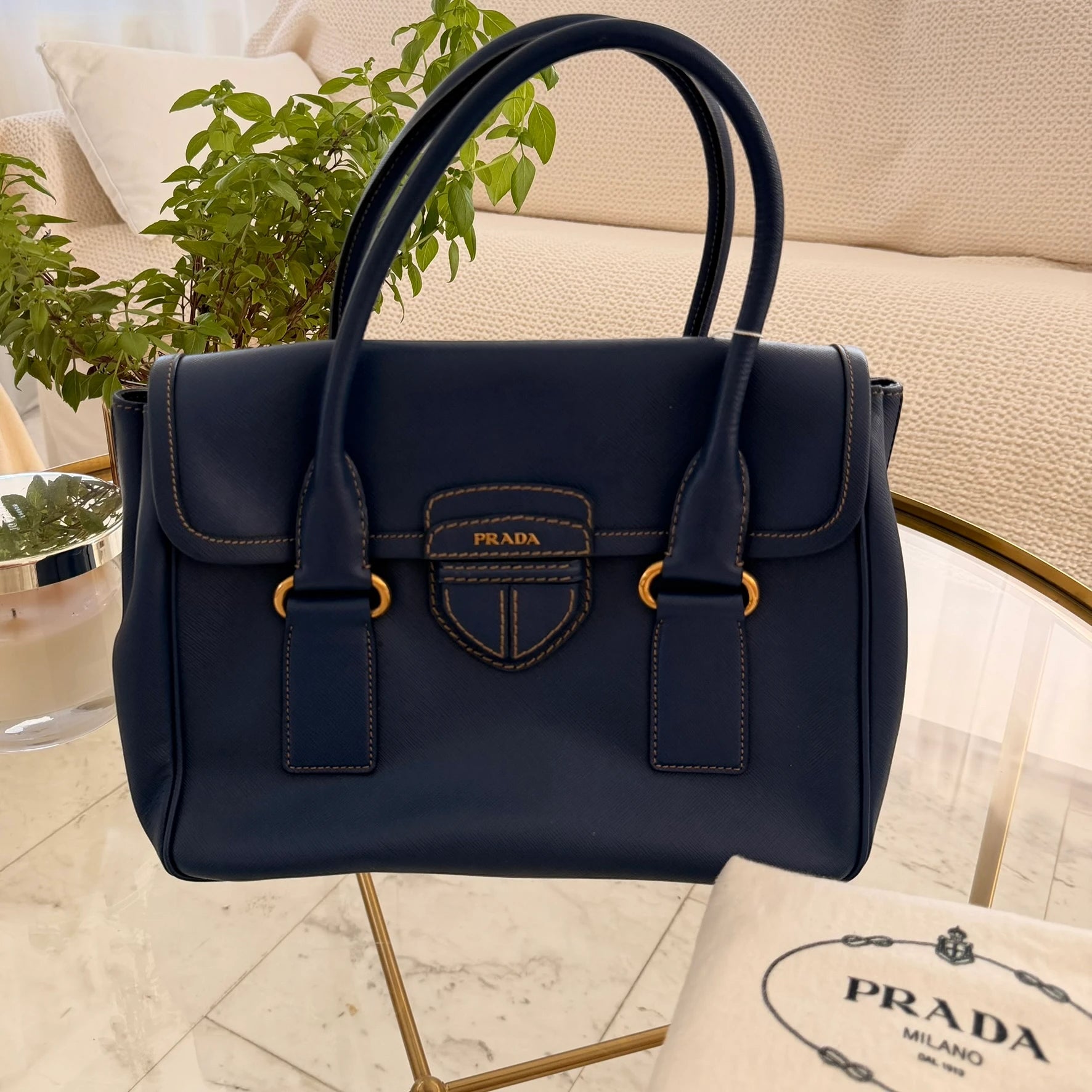 Prada | Saffiano Lux Pattina satchel Baltico